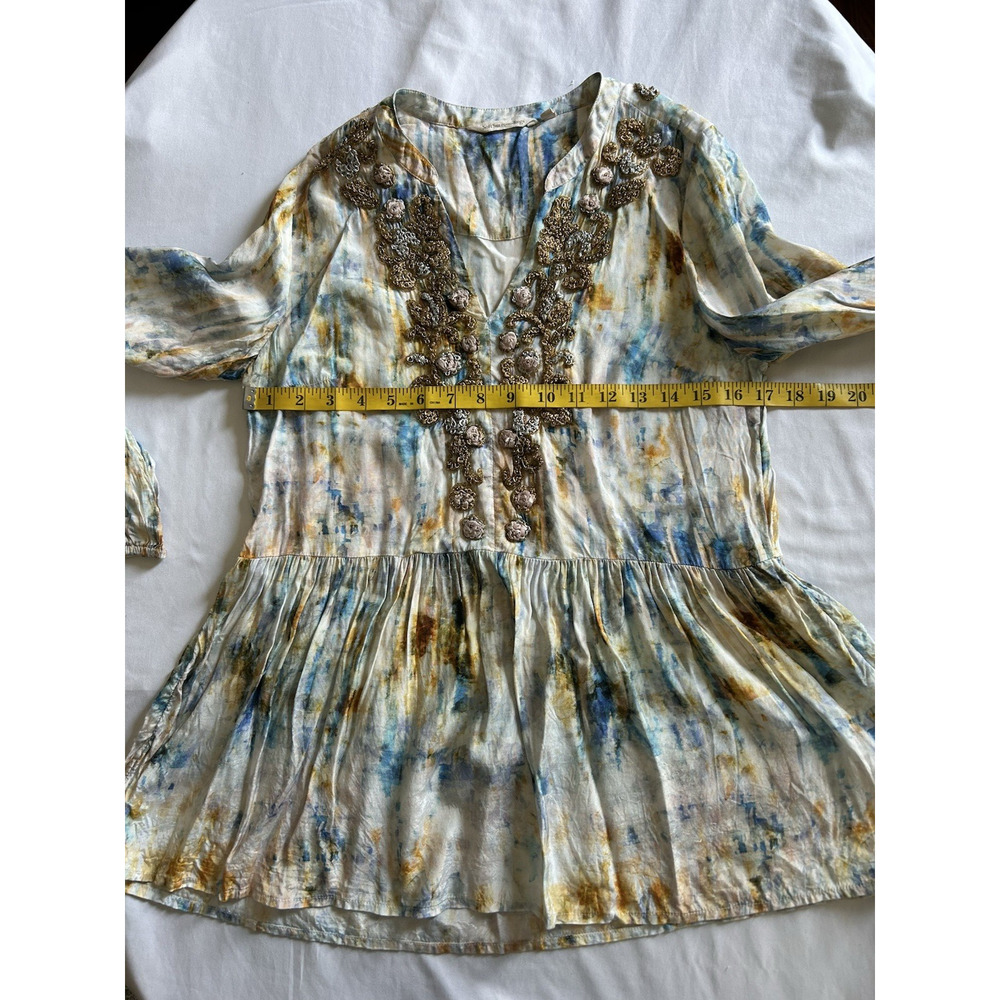 Soft Surroundings Embroidered Applique Color Splash Blouse Womens Size XS Blue - Picture 6 of 8